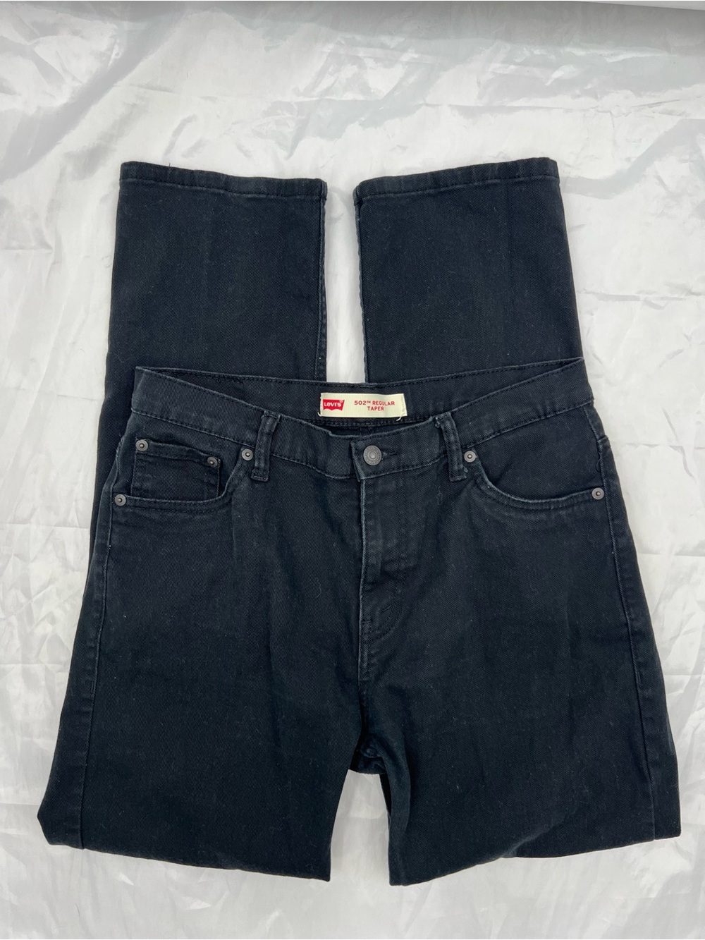 J087 Levi's 502 16 Husky Black Straight-Leg Jeans